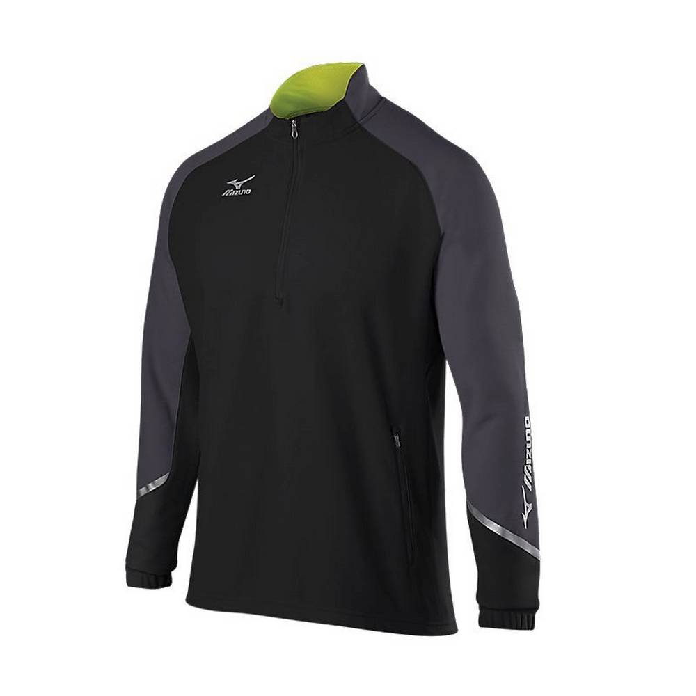 Pullover Mizuno Elite 1/2 Zip Hombre Negras/Gris Outlet IFSC-57426